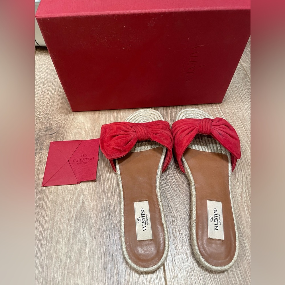 Red bow VALENTINO espadrilles slides